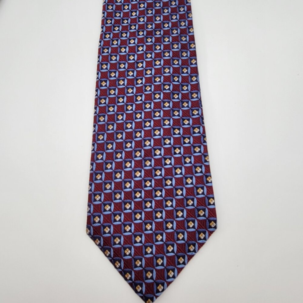 XMI Platinum Geometric Medallion Silk Tie Luxury Necktie Made in USA